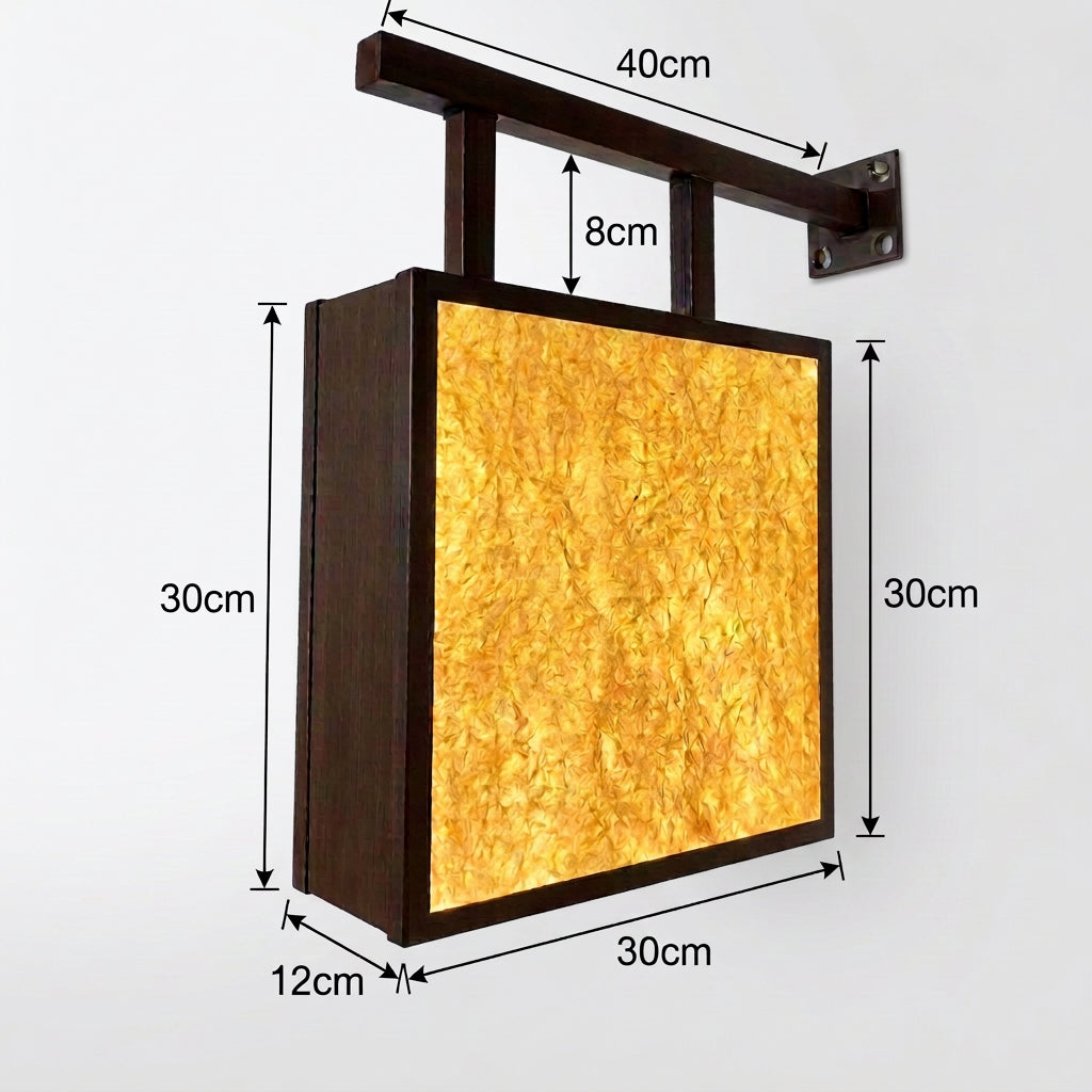 Double-Sided Illuminated Sign, Outdoor Waterproof, Metal Wood Grain, Hanging Type, Shop Gate Light, Custom Sizes Available