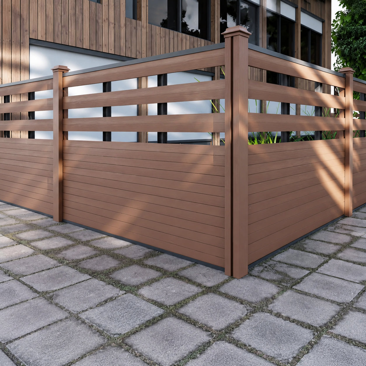 Wood-plastic Composite Fence Outdoor Garden Windproof Rot-proof Durable Easy Installation Privacy Screen Garden Wood-look Privacy Protection