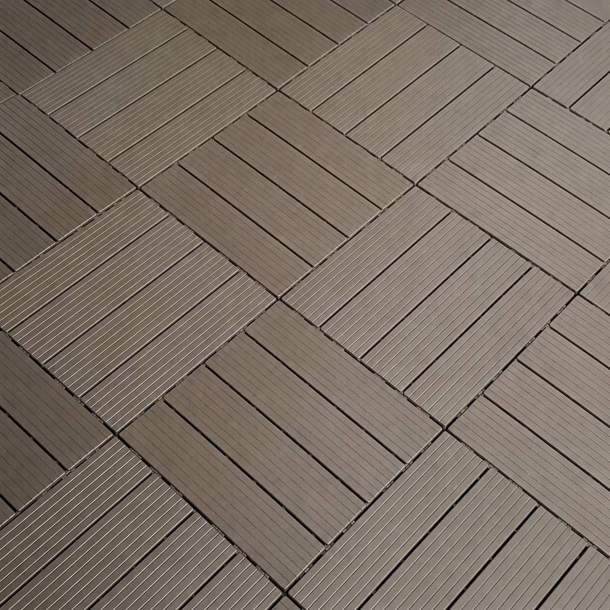 DIY Easy Installation! Outdoor Waterproof, Non-slip, Rot-resistant PVC Plastic Wood Grain Deck Tiles | For Balconies, Terraces, and Gardens