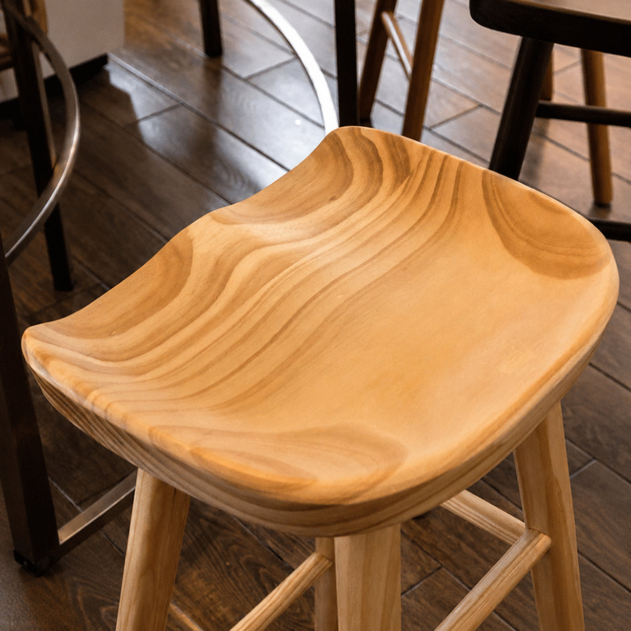 Solid Wood Backed Counter Chair, Nordic Style Bar Chair, High Stool for Dining, Bar, Cafe