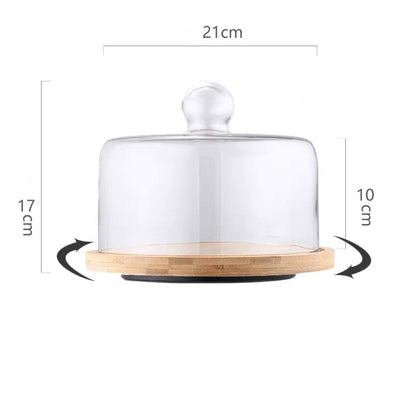 Wooden cake stand glass dome rotating product code [4202-0331-52-55]