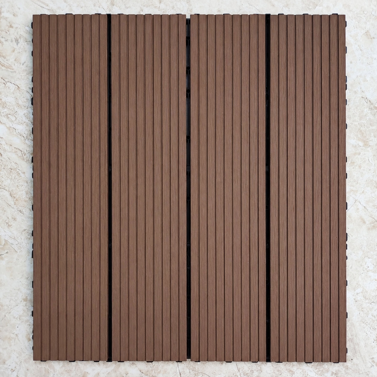 木粉プラスチック複合フローリング 防滑 防水 屋外 バルコニー 庭 用 厚手 30x30cm 11枚/平米  DIY 簡単設置 防腐 防虫 メンテナンス不要
