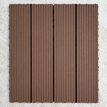 木粉プラスチック複合フローリング 防滑 防水 屋外 バルコニー 庭 用 厚手 30x30cm 11枚/平米  DIY 簡単設置 防腐 防虫 メンテナンス不要