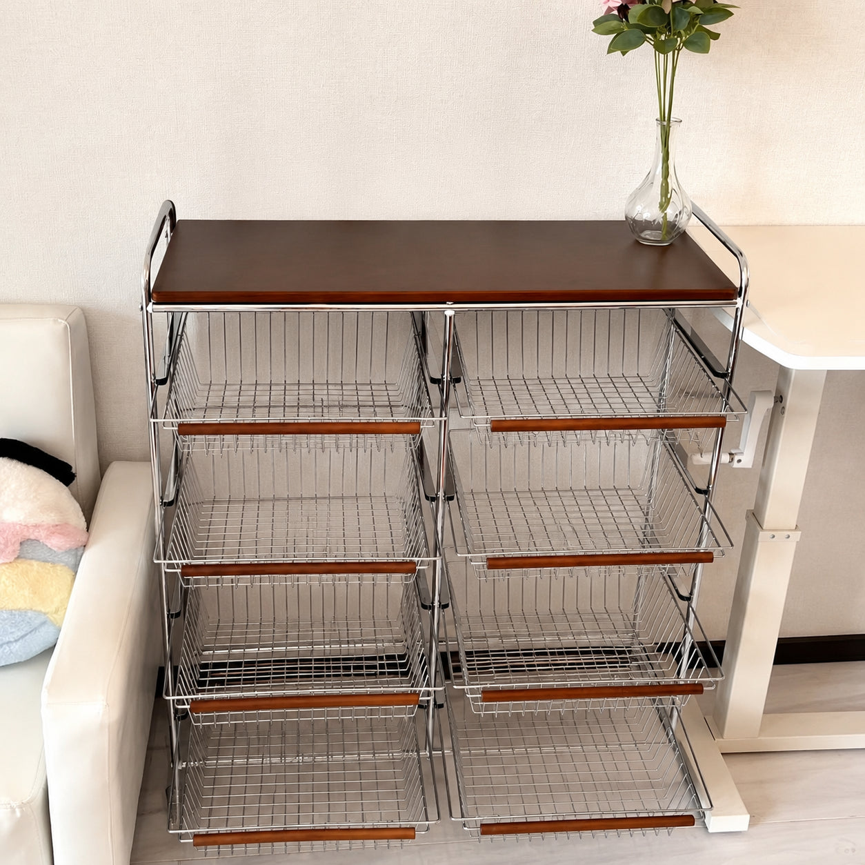 Vintage Style Storage Cart with Casters, Multi-Layer Rack for Living Room/Kitchen/Bedroom, Stylish, Slim, Mobile