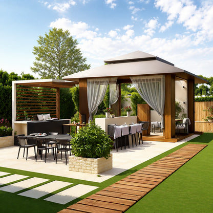 Wooden Garden Path Roll-Up Non-Slip Outdoor Patio Deck Wedding Party Decoration Easy to Install