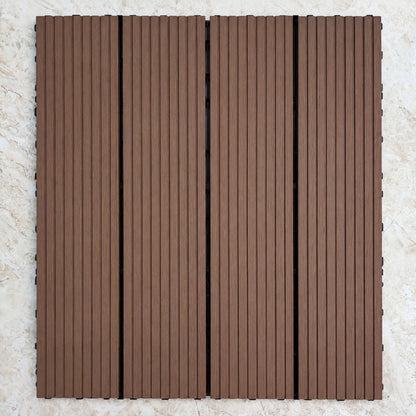 木粉プラスチック複合フローリング 防滑 防水 屋外 バルコニー 庭 用 厚手 30x30cm 11枚/平米 DIY 簡単設置 防腐 防虫 メンテナンス不要 - CafesJapan