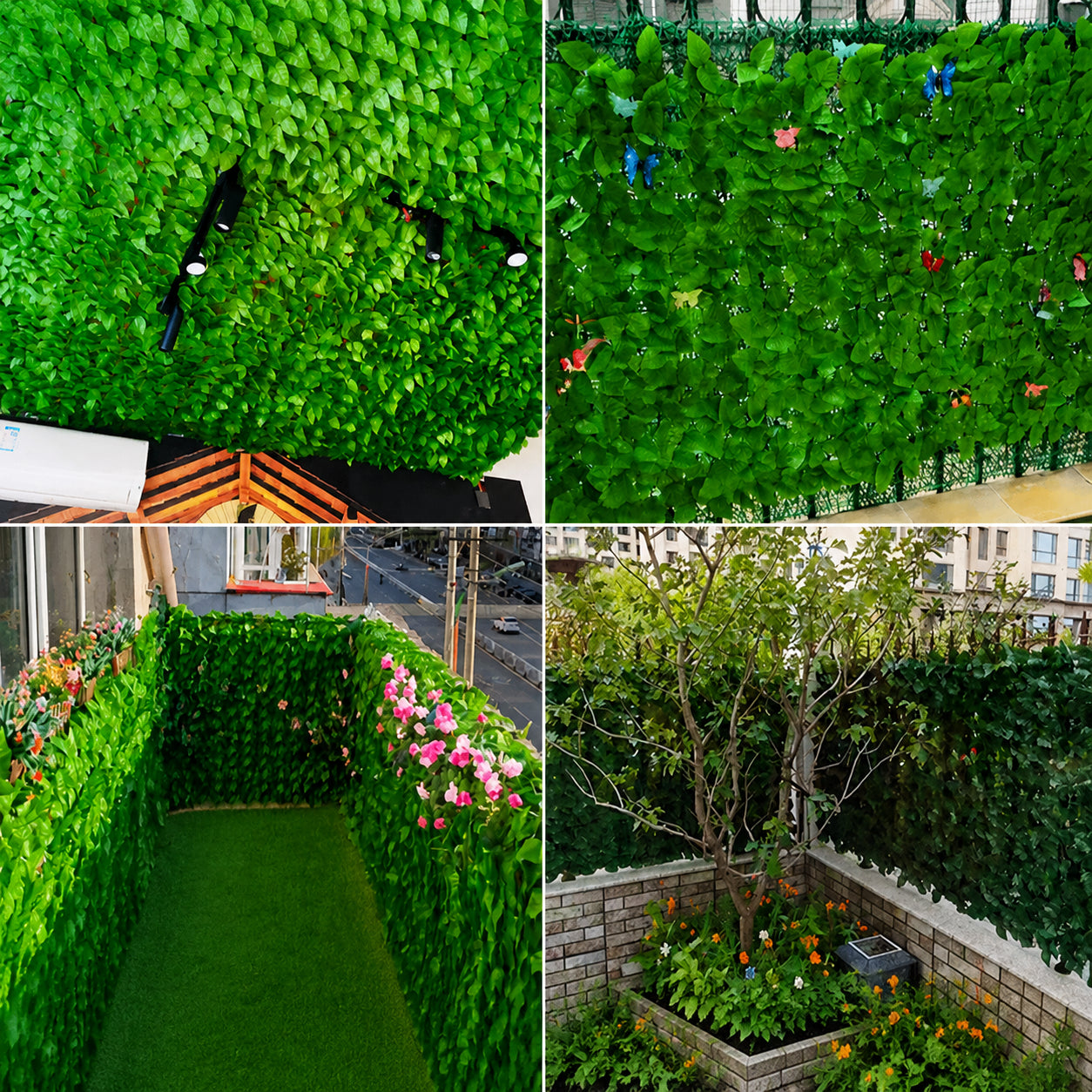 フェイクグリーン 壁面緑化 人工観葉植物 パネル 屋外用 フェンス 目隠し 装飾 1m×1m 簡単取付