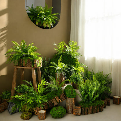 フェイクグリーン 造花 アレンジメント 室内 観葉植物 樹皮風ポット おしゃれ インテリア 玄関 飾り シミュレーション ディスプレイ