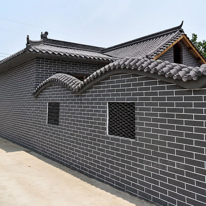 レトロな青レンガタイル 復古調 壁タイル 小判型 中式建築 古建用 天然石素材 高耐久