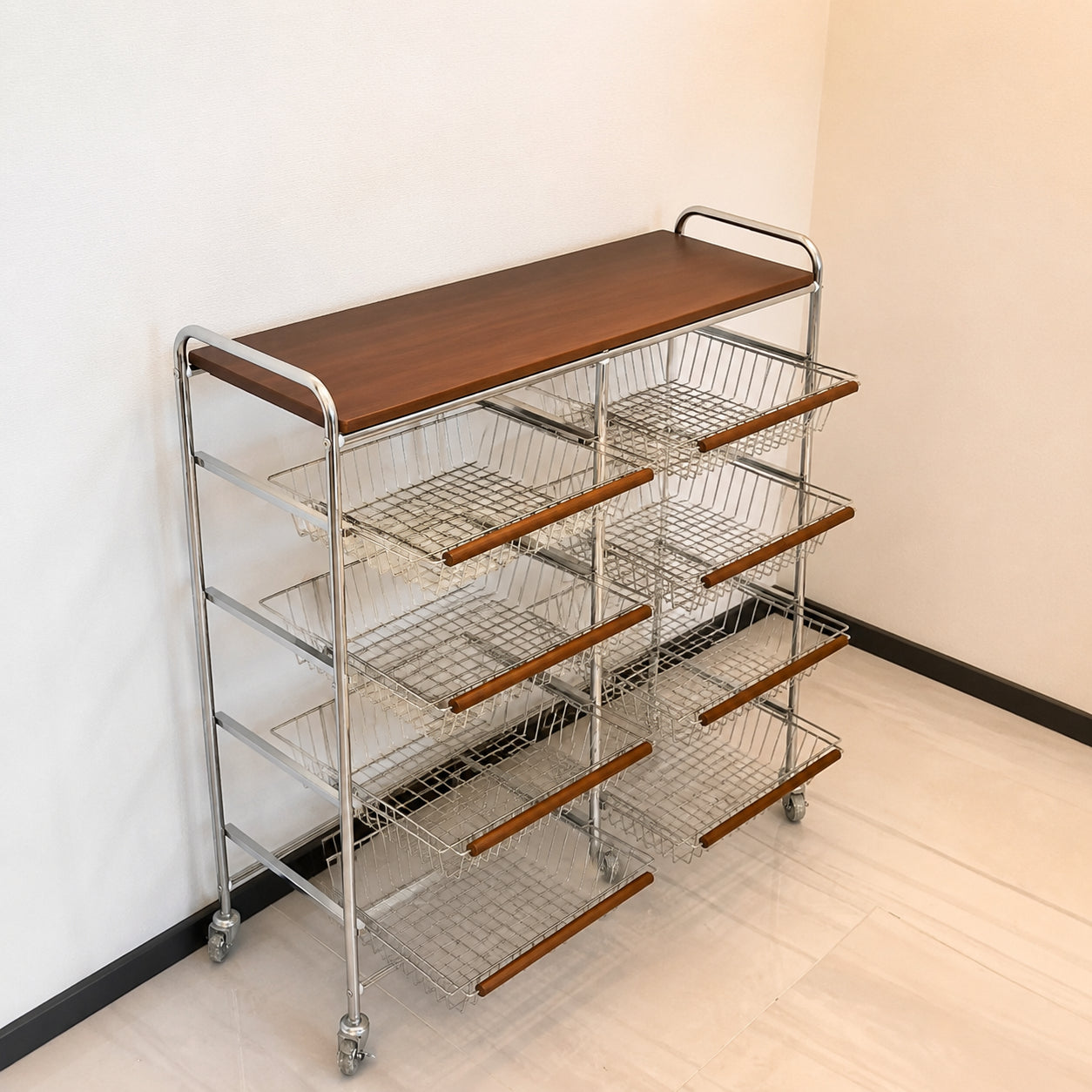 Vintage Style Storage Cart with Casters, Multi-Layer Rack for Living Room/Kitchen/Bedroom, Stylish, Slim, Mobile