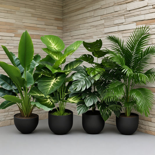 高級感あふれるフェイクグリーン ストレリチア 観葉植物 人工 インテリア リビング オフィス 装飾 大型 造花 60cm 4枚セット