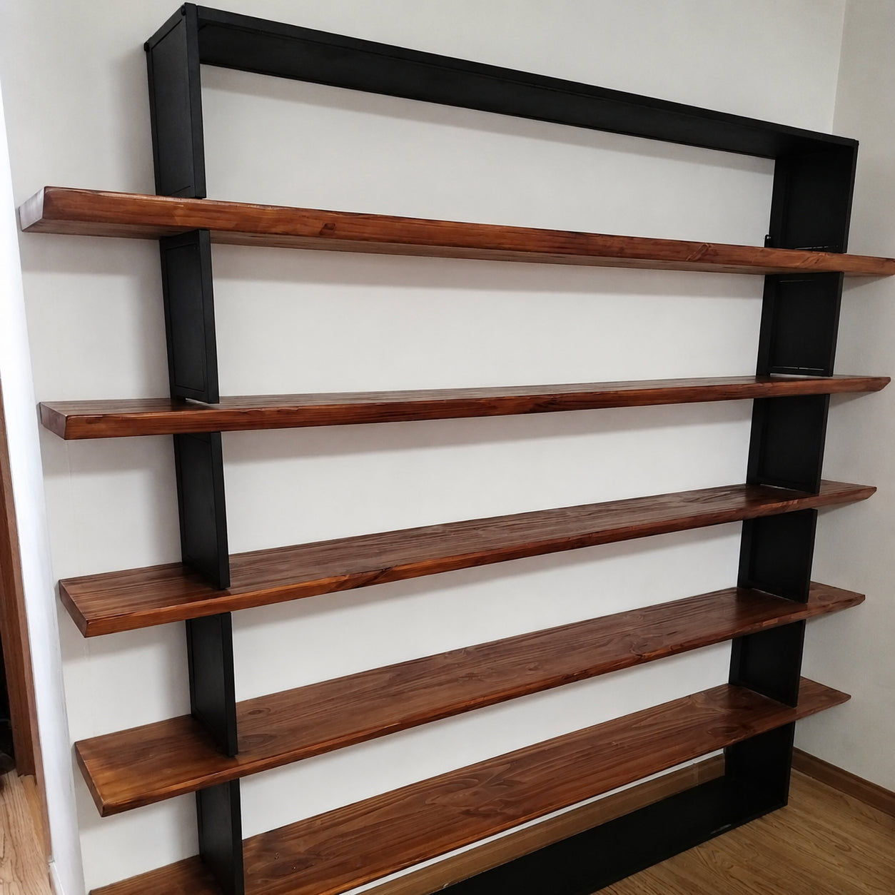 American Industrial Style Solid Wood Bookshelf, Large Wall Storage, Open Rack, Antique Finish Display Shelf for Living Room, Study, Office
