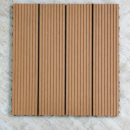 木粉プラスチック複合フローリング 防滑 防水 屋外 バルコニー 庭 用 厚手 30x30cm 11枚/平米  DIY 簡単設置 防腐 防虫 メンテナンス不要