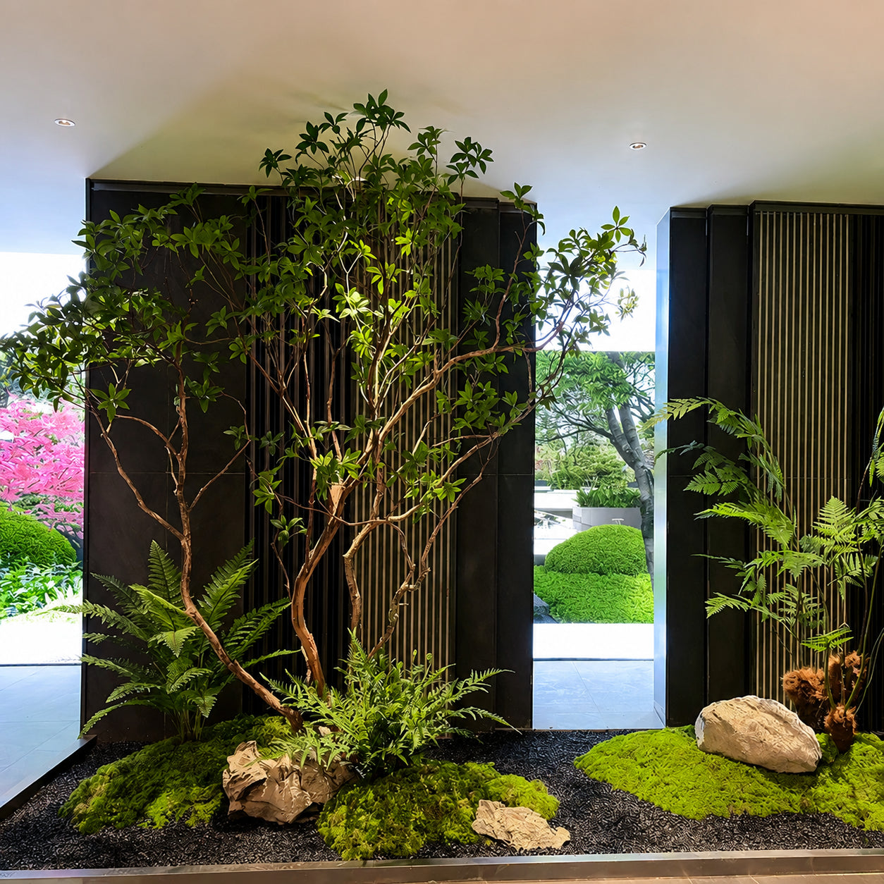 大型フェイクグリーン 馬酔木風 観葉植物 造花 シミュレーション ツリー インテリア 店舗装飾 ウッド調 リアル