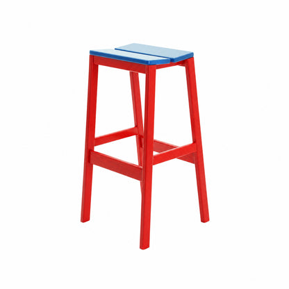 [Free Shipping] Modern Colorful High Stool, Solid Wood Bar Chair, Cafe, Dining, Office, Ergonomic Design, Weight Capacity, No Cushion, 41x39x77cm