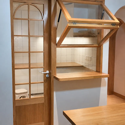 ヴィンテージ古木 折りたたみ窓 開き窓 カフェ・ショップ用 実木 手作り オーダーメイド