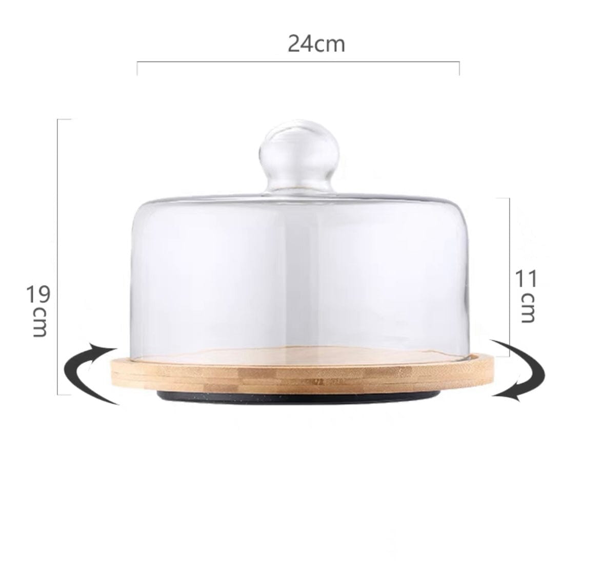 Wooden cake stand glass dome rotating product code [4202-0331-52-55]