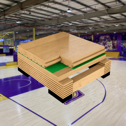 Solid Maple and Birch Hardwood Sports Flooring, Anti-Slip, for Basketball, Badminton, and Dance Studios