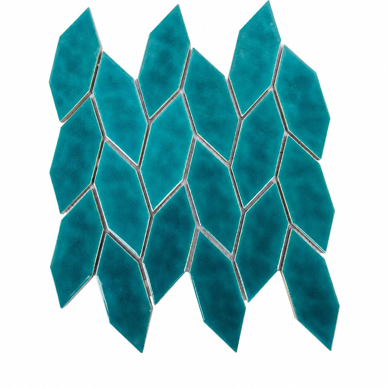 Nordic-style Ink Green Leaf-shaped Ceramic Mosaic Tiles for Kitchens, Bathrooms, and Restaurants (268x268mm)