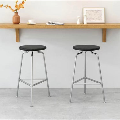 Bar chair with wooden top and iron legs