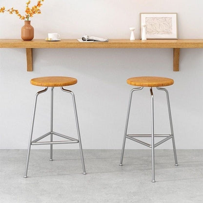 Bar chair with wooden top and iron legs