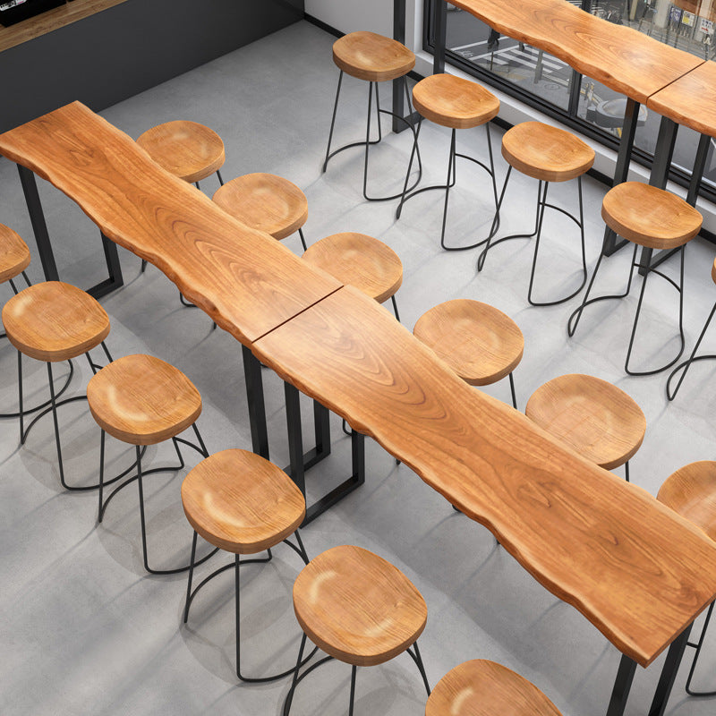 北欧風 実木カウンターテーブル モダンシンプル ハイチェアセット 壁付け バーカウンター ロングテーブル アイアン脚