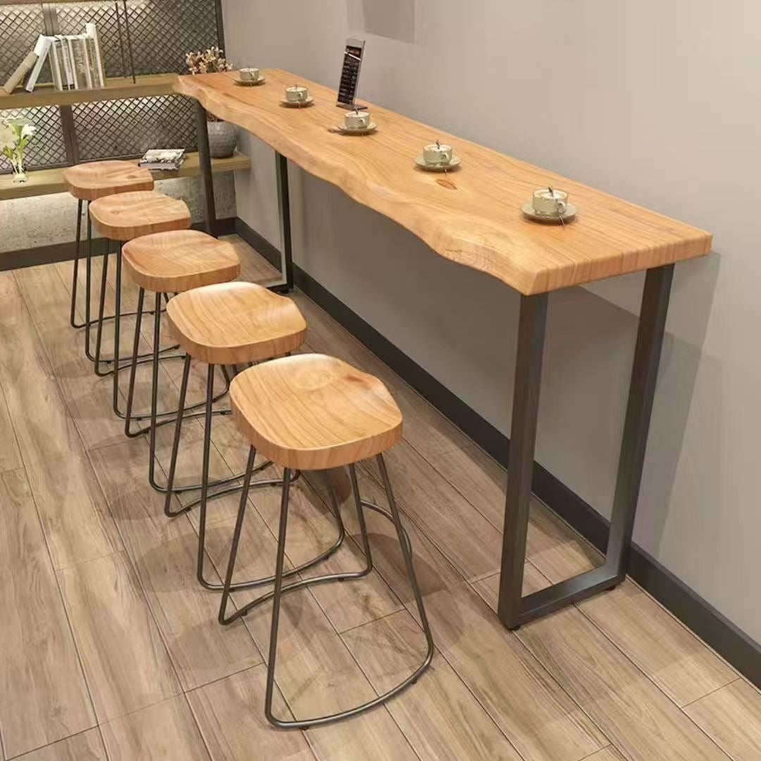 天然無垢材バーカウンターテーブル 壁付きロングテーブル 家用人気 高脚テーブル オーダーカラー対応
