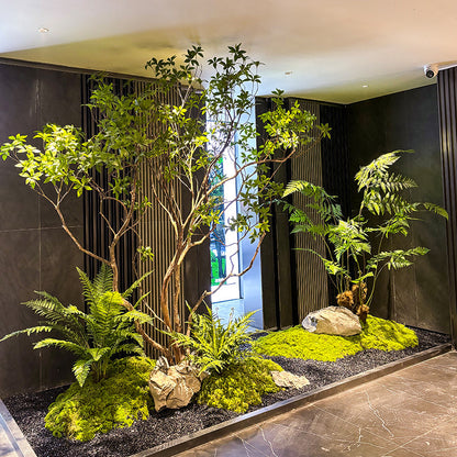 大型フェイクグリーン 馬酔木風 観葉植物 造花 シミュレーション ツリー インテリア 店舗装飾 ウッド調 リアル