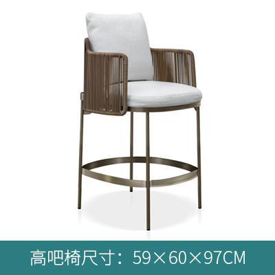 【北欧風】屋外向けバーチェア アルミ製ハイスツール 手編みラタン調 カフェ・バルコニー・テラス用 おしゃれ 高さ調節不可 53x52x105cm カラーカスタム可能