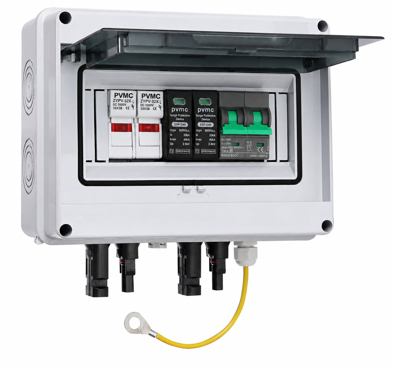 太陽光発電用DCコンバイナーボックス IP65 DC600V SPD・ブレーカ内蔵 CE認証 2回路入力対応