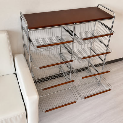 Vintage Style Storage Cart with Casters, Multi-Layer Rack for Living Room/Kitchen/Bedroom, Stylish, Slim, Mobile