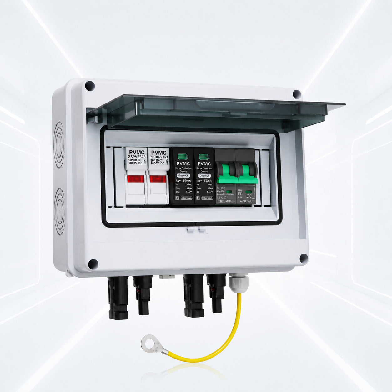 太陽光発電用DCコンバイナーボックス IP65 DC600V SPD・ブレーカ内蔵 CE認証 2回路入力対応