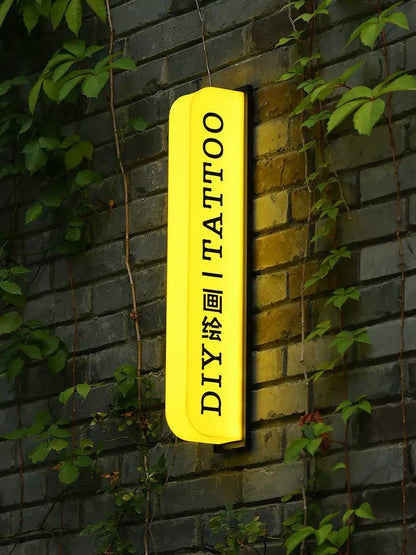 レトロ調ライトアップ壁掛け横長看板 - CafesJapan