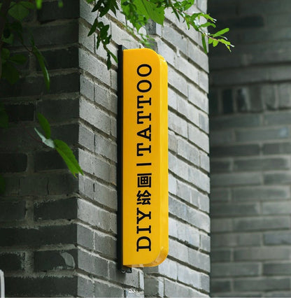 レトロ調ライトアップ壁掛け横長看板 - CafesJapan