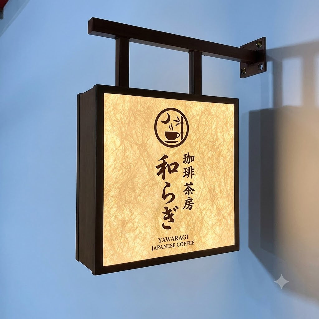 両面発光看板 屋外防水 金属木調 吊り下げ式 ショップ門灯 カスタムサイズ対応