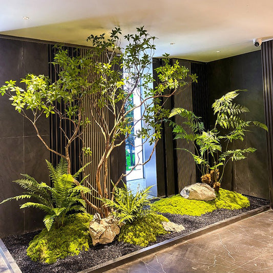大型フェイクグリーン 馬酔木風 観葉植物 造花 シミュレーション ツリー インテリア 店舗装飾 ウッド調 リアル - CafesJapan