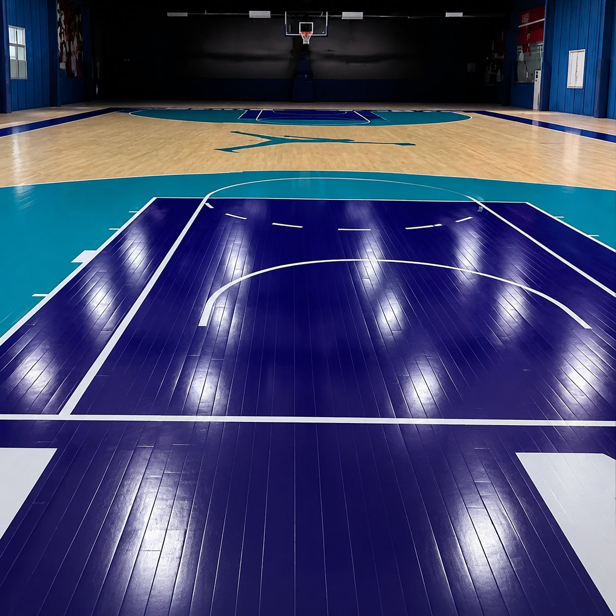 Solid Maple and Birch Hardwood Sports Flooring, Anti-Slip, for Basketball, Badminton, and Dance Studios
