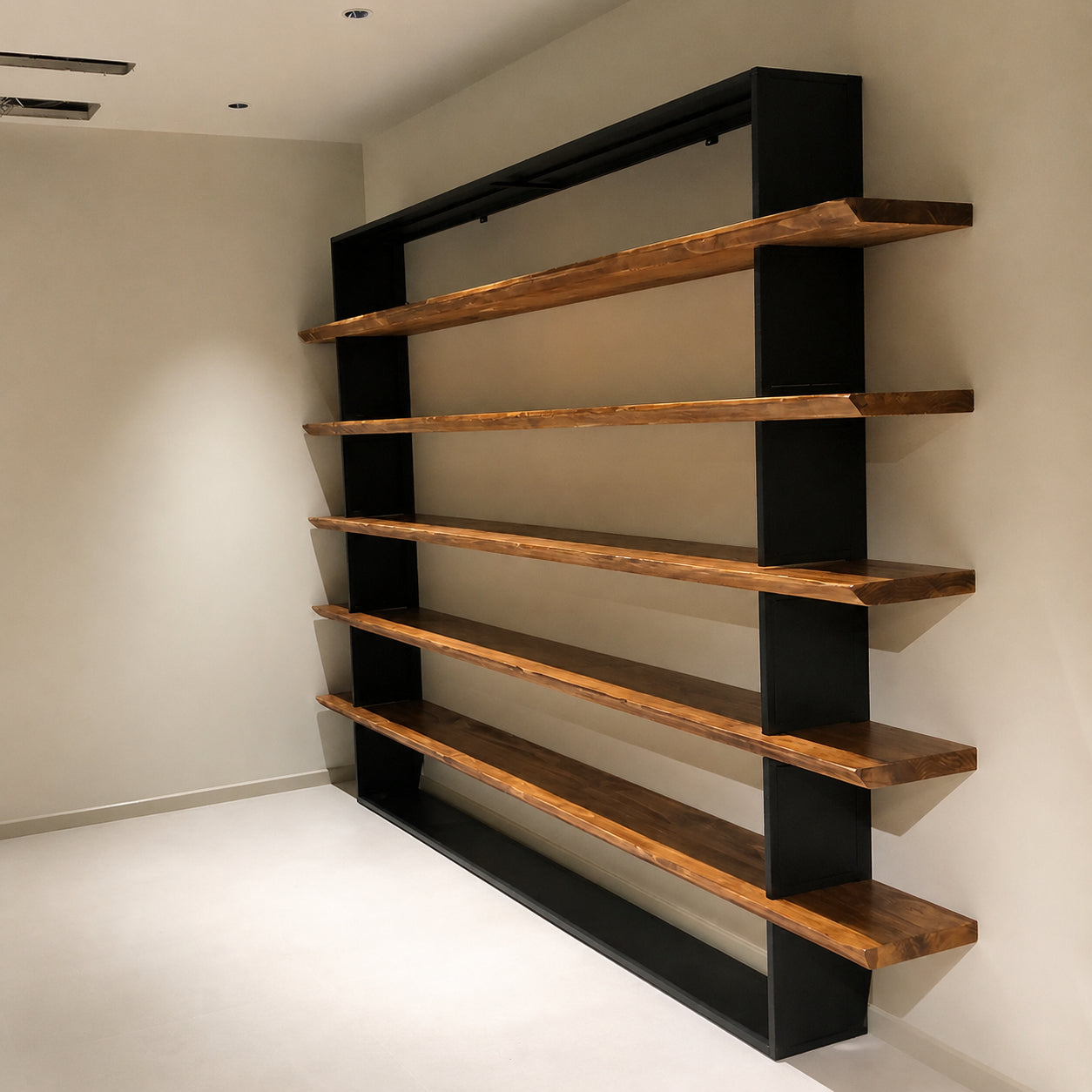 American Industrial Style Solid Wood Bookshelf, Large Wall Storage, Open Rack, Antique Finish Display Shelf for Living Room, Study, Office