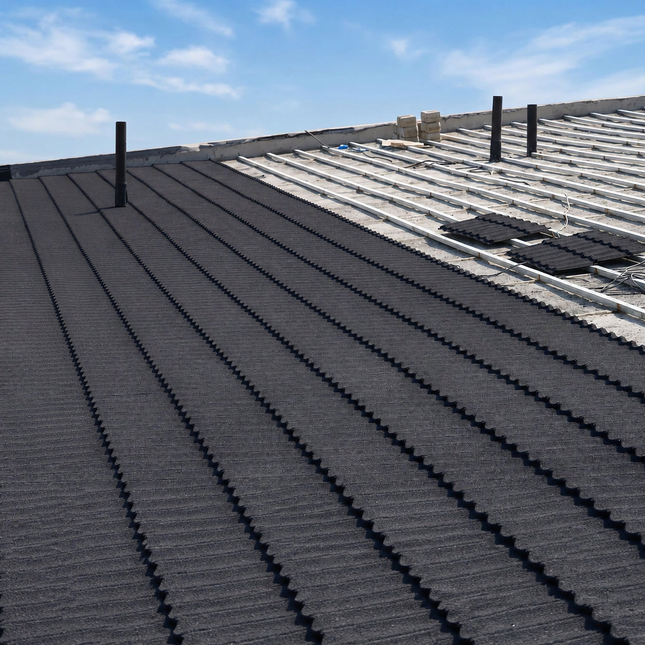 Colored stone metal tiles, large continuous tiles, zinc-aluminum alloy, weather-resistant, hail-resistant, heat-insulating, lightweight roofing material