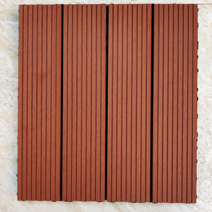 木粉プラスチック複合フローリング 防滑 防水 屋外 バルコニー 庭 用 厚手 30x30cm 11枚/平米  DIY 簡単設置 防腐 防虫 メンテナンス不要