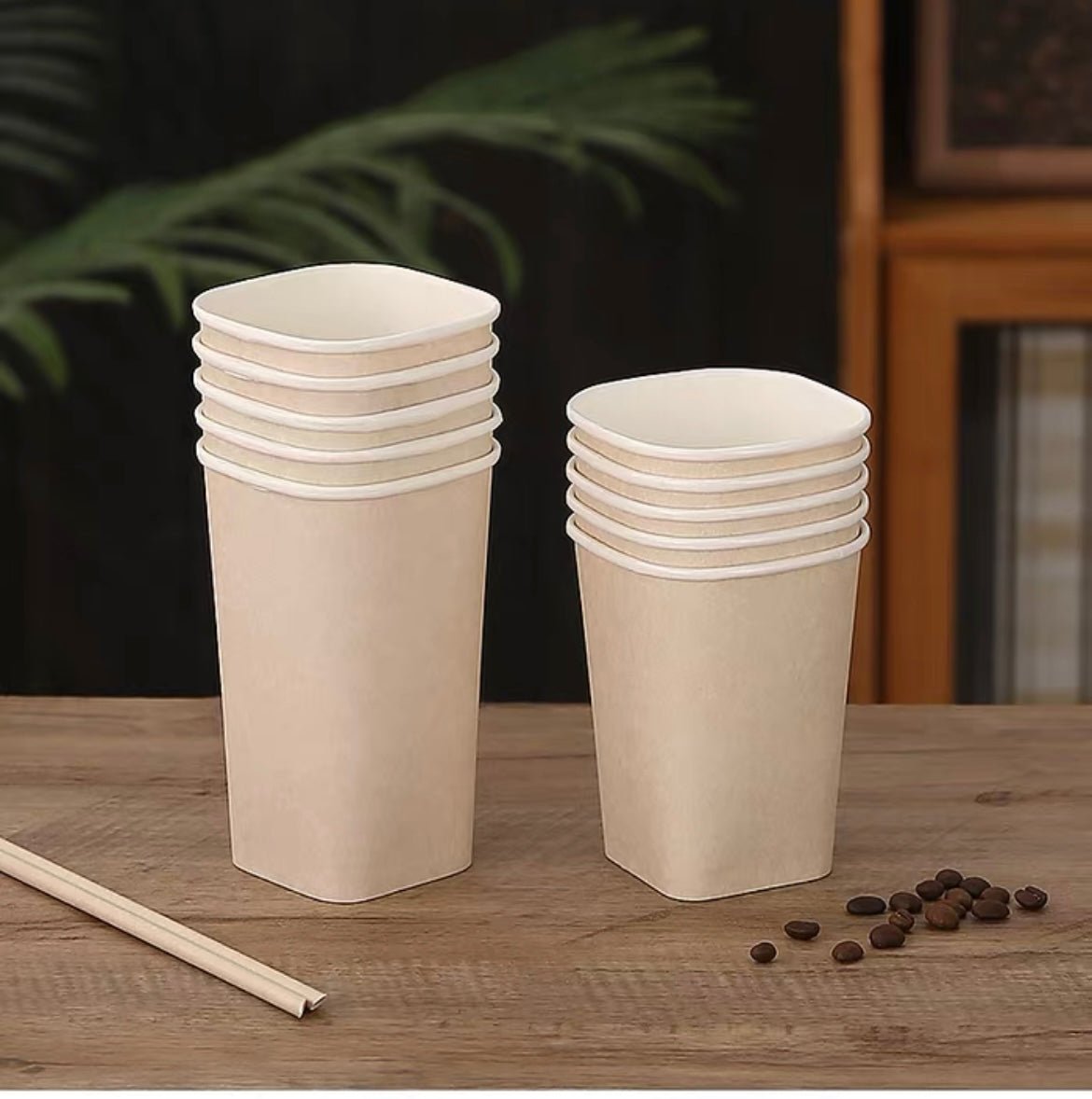 PLA素材四角形コーヒー紙コップ　商品コート【4202 - 0331 - 6061】　 - caferestaurantgoods