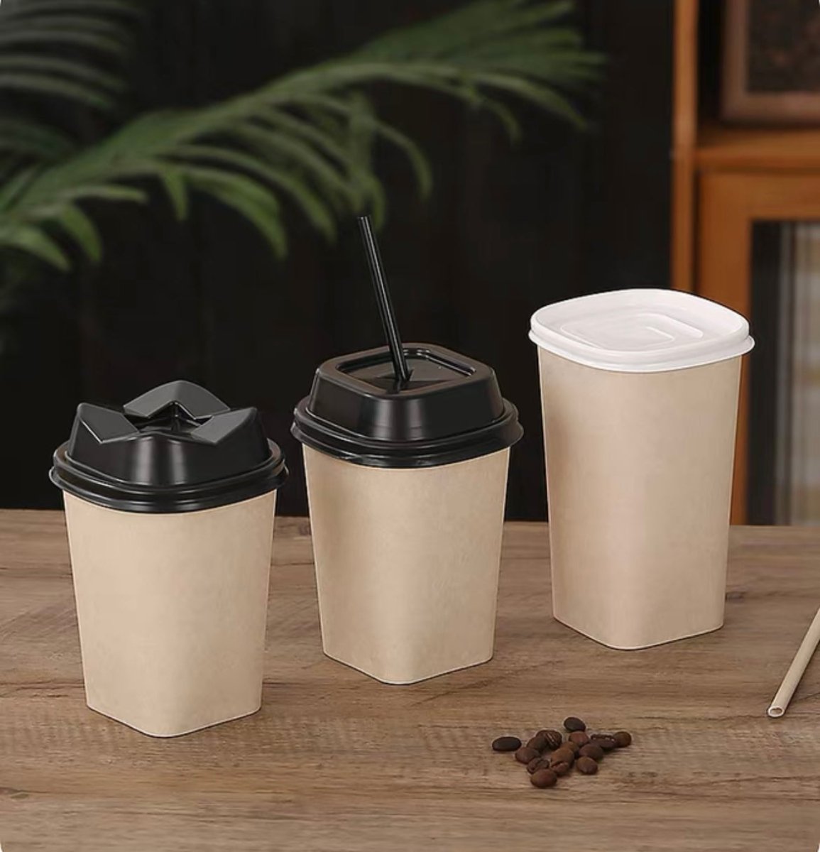 PLA素材四角形コーヒー紙コップ　商品コート【4202 - 0331 - 6061】　 - caferestaurantgoods